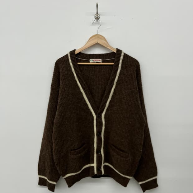 맥그리거 브라운 배색 가디건 남L