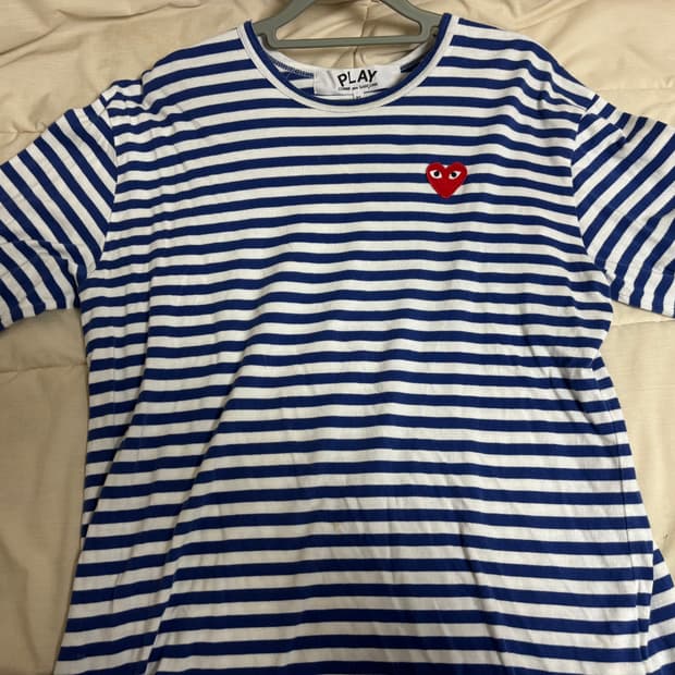 꼼데가르송 블루&화이트 롱슬리브 XL