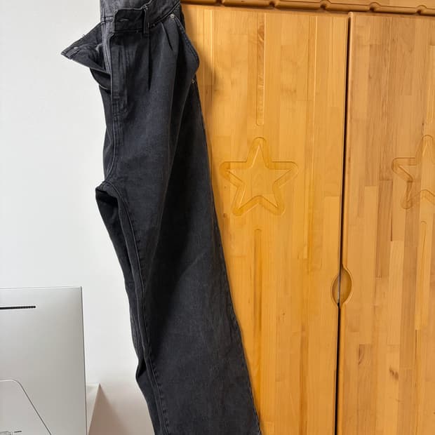 투턱 와이드 데님 팬츠