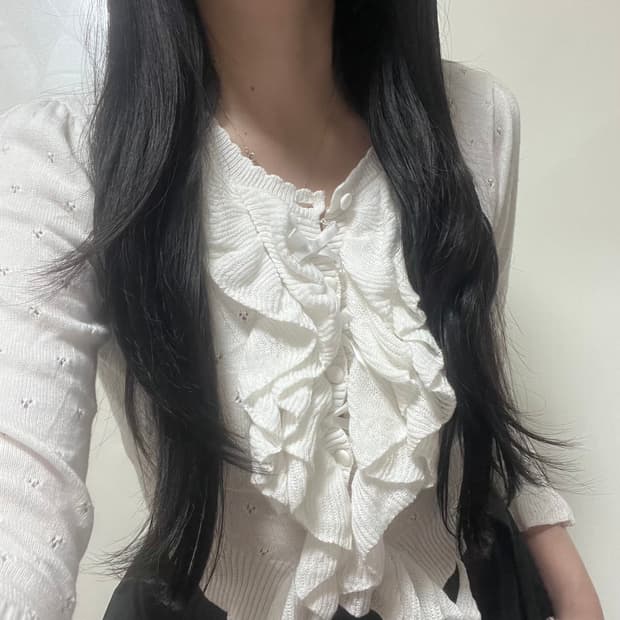 일브 화이트 달천깔 히메갸루 프릴 리본 빈티지 니트 가디건 하라주쿠 일녀