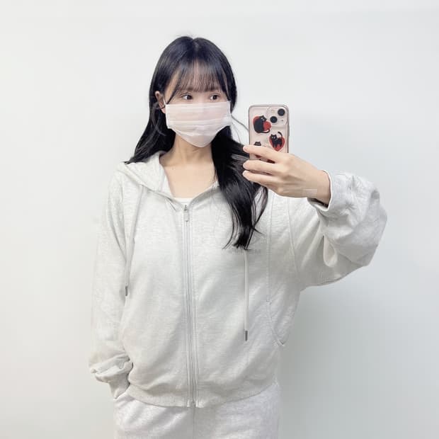 미스치프 롬버스 후드집업 멜란지 그레이