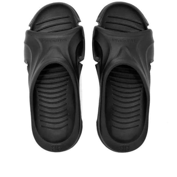 발렌시아가 러버 몰드 슬라이드 블랙