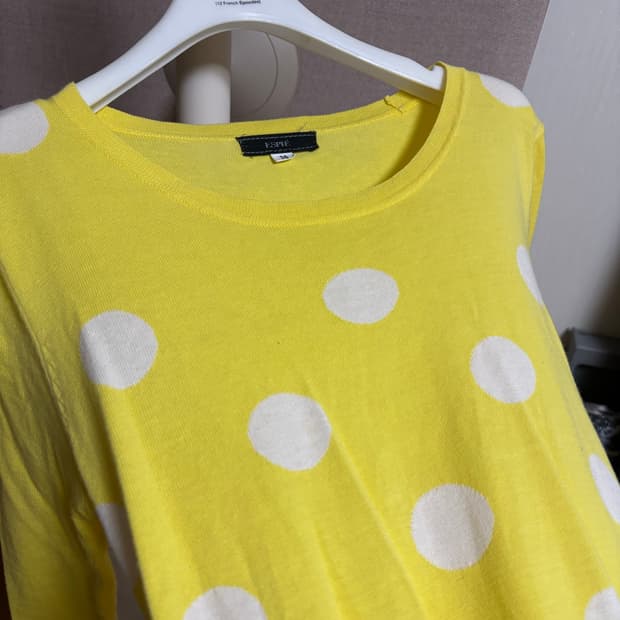 노랑 도트 7부 니트