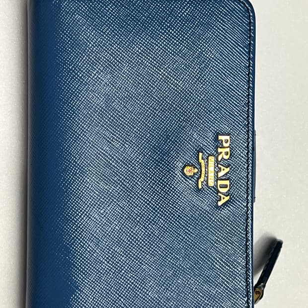 프라다 반지갑 블루 정품