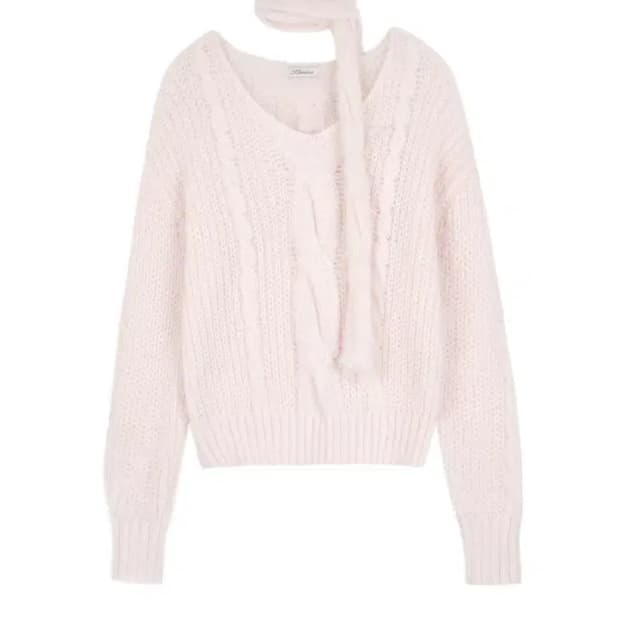 클리시어 소프티 케이블 니트 & 머플러 핑크 짜잔씨 softy