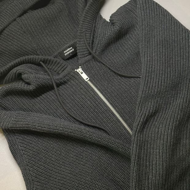 무신사 스탠다드 리브드 니트 후드 집업 L