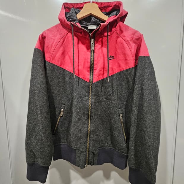 나이키 배색 울혼방 후드 집업 자켓