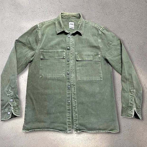 L(105) 자라 워크셔츠 자켓 셔켓 올리브 카키 밀리터리