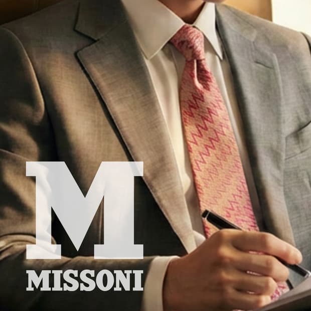 미쏘니 실크 핑크 지그재그 패턴 넥타이 9.7cm A+~A등급 E926
