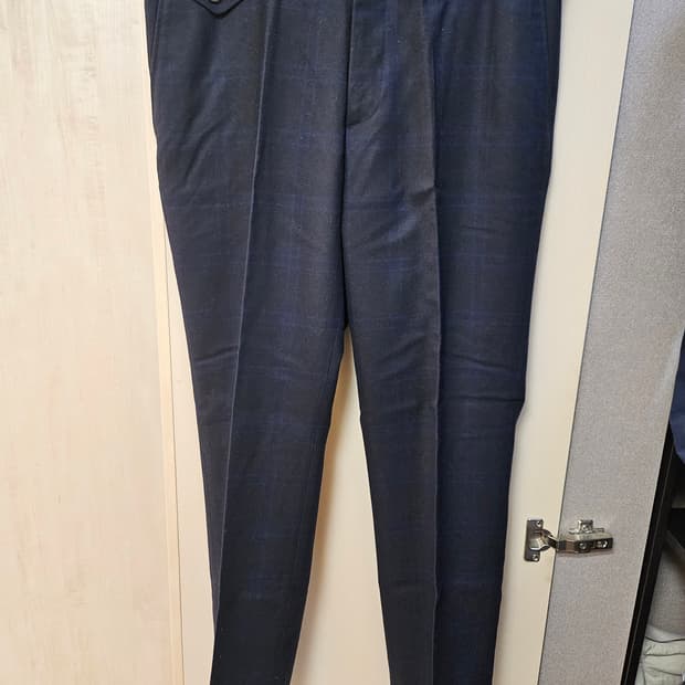 커스텀멜로우 남성 네이비 체크 슬랙스 34