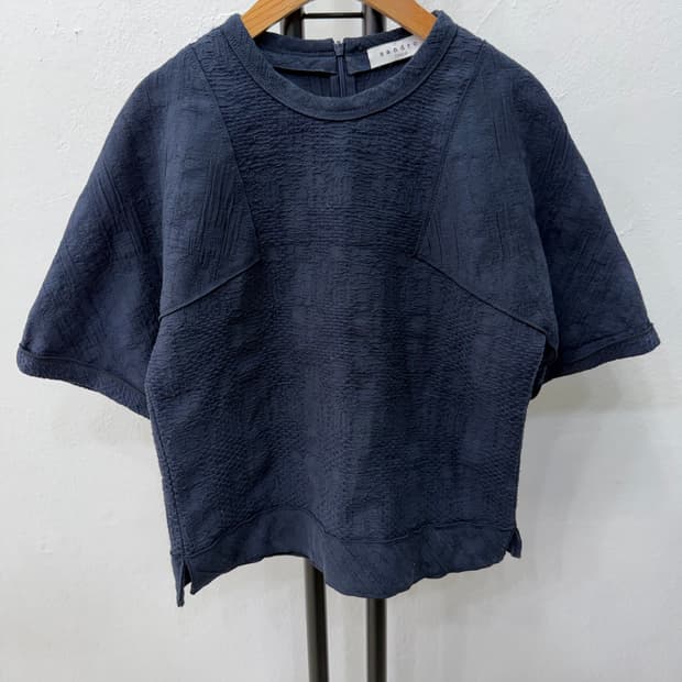 정품) Sandro 산드로 네이비 반팔 블라우스 36