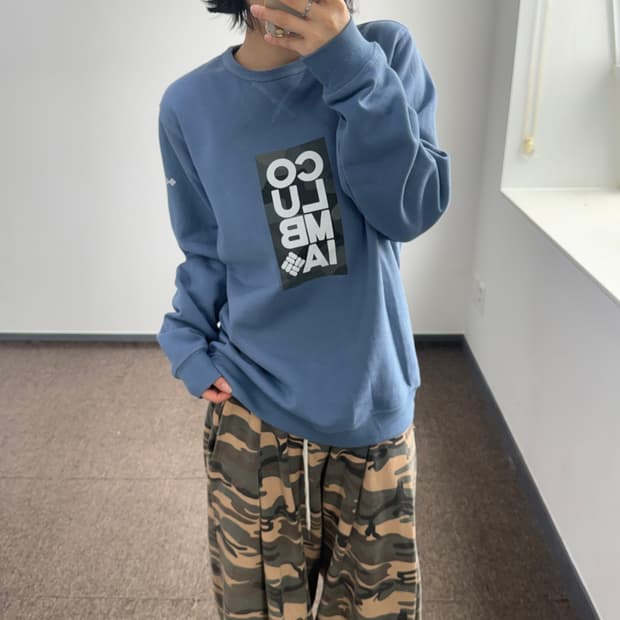 Columbia 콜롬비아 카모 로고 블루 맨투맨