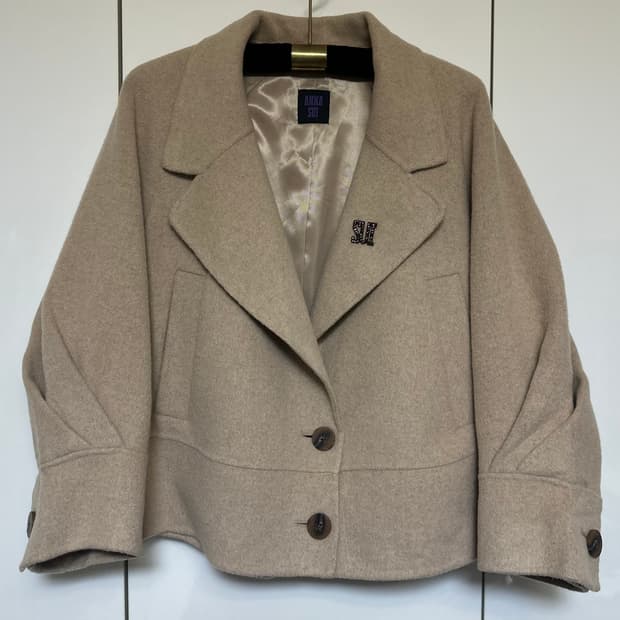 안나수이 베이지색 울 밍크 코트