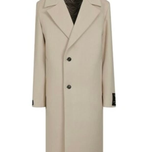 지오송지오 헤링본 패턴 벨티드 캐시미어 코트