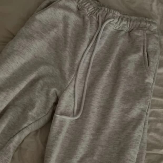 트레이닝 팬츠 화이트 멜란지 바지 와이드 긴바지