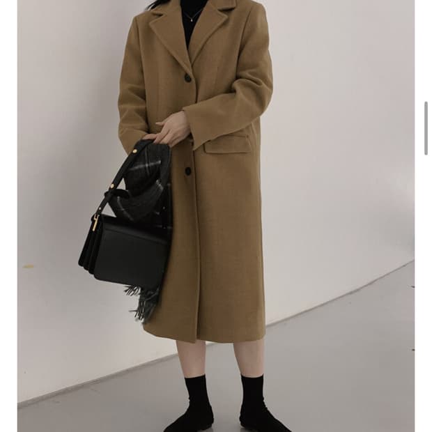 슬로우앤드 탄탄핏 스탠카라 싱글코트(카멜베이지)