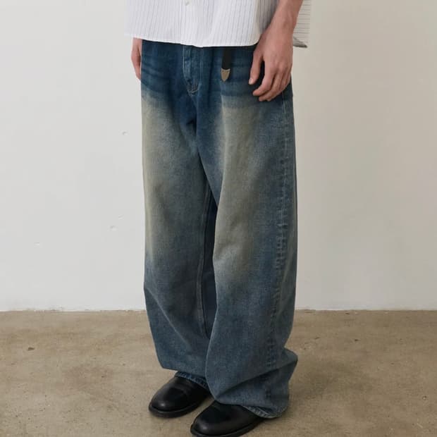 노운-wide denim pants (blue)