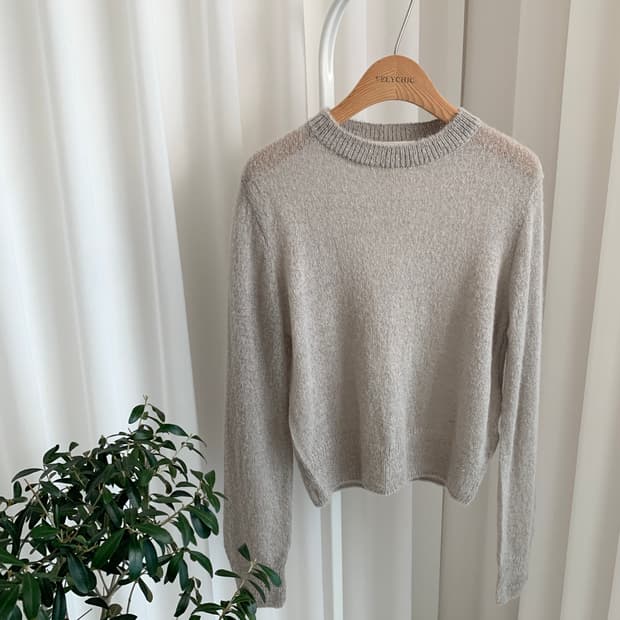 빈티지 LONDON LACE 모헤어 스타일 얇은 라운드 니트