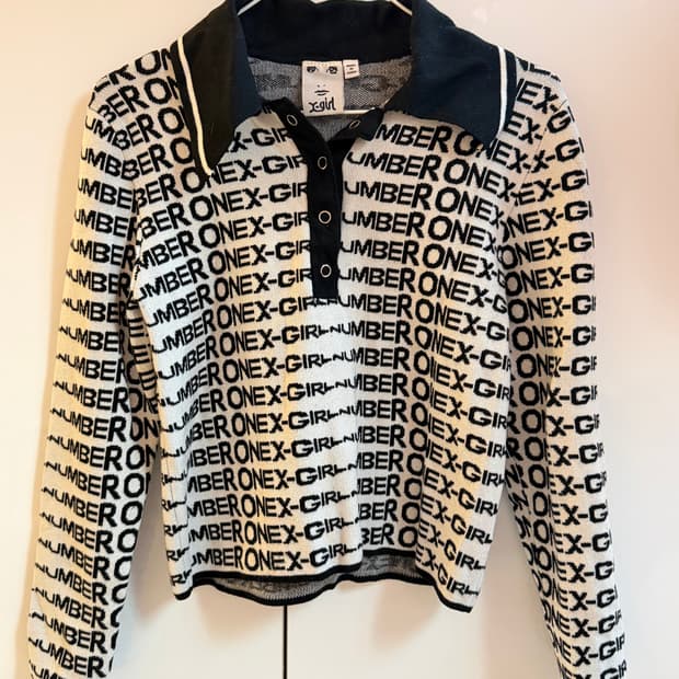 x-girl 로고 니트