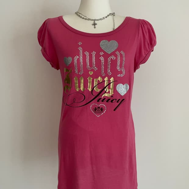 쥬시 꾸뛰르 핑크 반팔 티셔츠