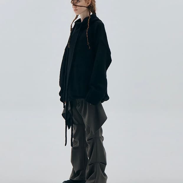 오호스 wrap over tuck pant khaki