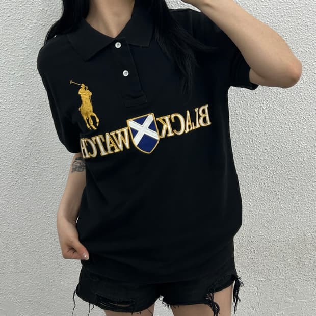 폴로 랄프로렌 치프키프 골드 빅포니 블랙 pk반팔 XL
