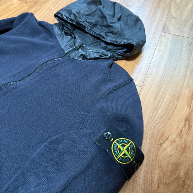 [L] 스톤아일랜드 나일론 니트 후드집업