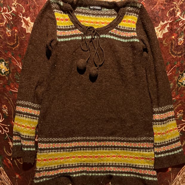 Back number ethnic patten knit 