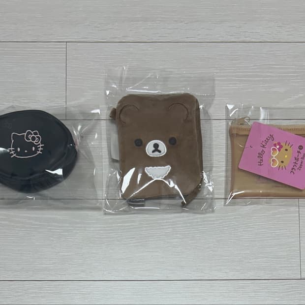 헬로키티 웨이크메이크 / 코구마 카드지갑 / 태닝키티 pvc 파우치 세트