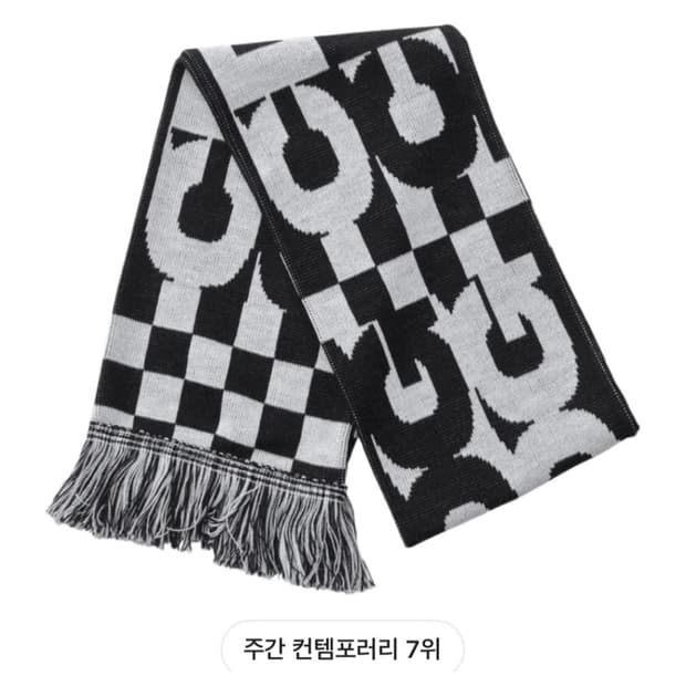 CDG 꼼데가르송 로고 체크 스카프 블랙