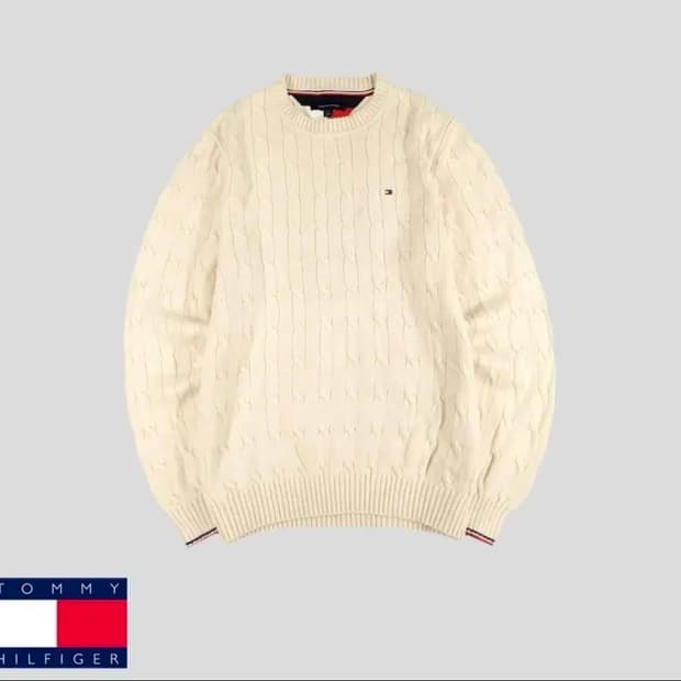 타미힐피거 아이보리 케이블 니트 L 105  (새상품)