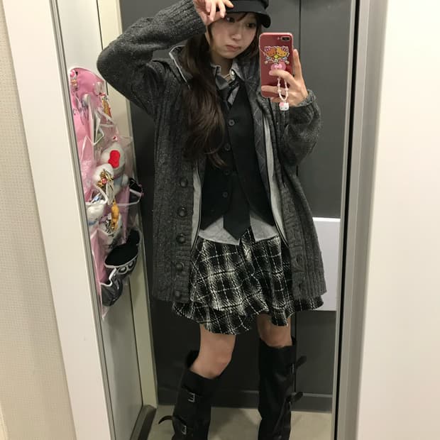 니혼진 프레피 무채색 폴로 셔츠 코디세트