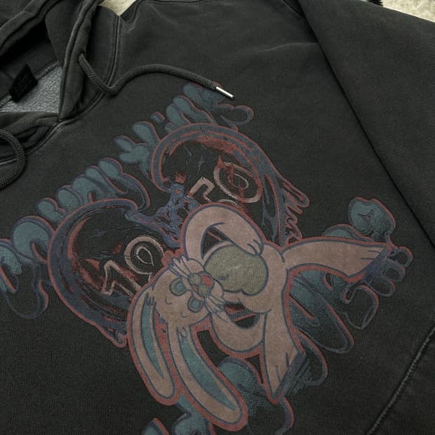 [실측XL]꼼파뇨 오버핏 홉피 피그먼트 후드/기모