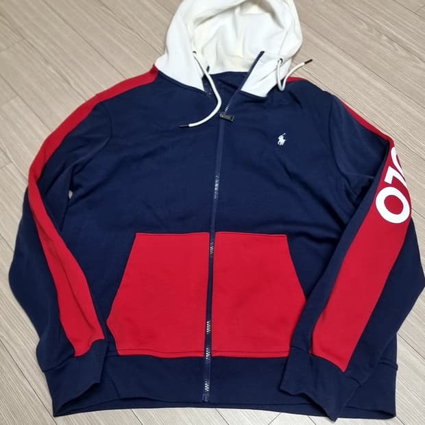 폴로 랄프로렌 네이비/레드 후드 집업(L)