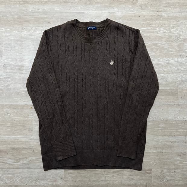 버버리힐스 폴로 클럽 꽈배기 케이블 니트 스웨터 [브라운] L/100