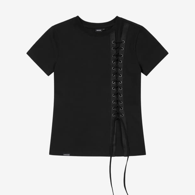 아캄 Eyelet Corset Half Top (Black)