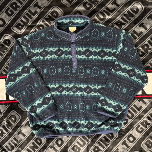 엘엘빈 스냅 티 플리스 풀 오버 그린 네이비 메이드 인 유에스에이