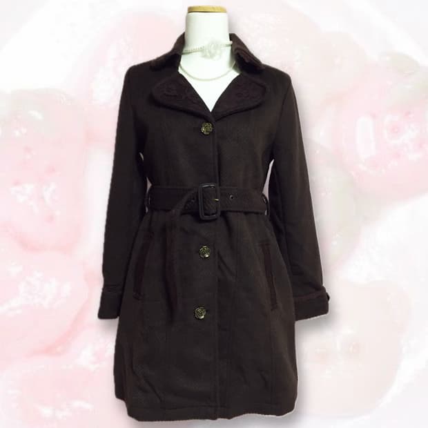 빈티지 엑시즈팜 초코 갸루 코트