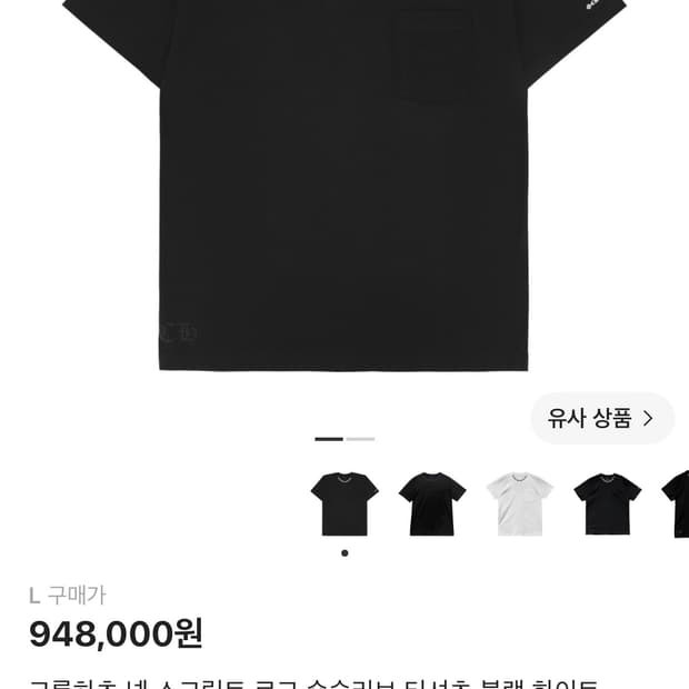 [새상품] 크롬하츠 숏슬리브 포켓 크루 반팔 L사이즈
