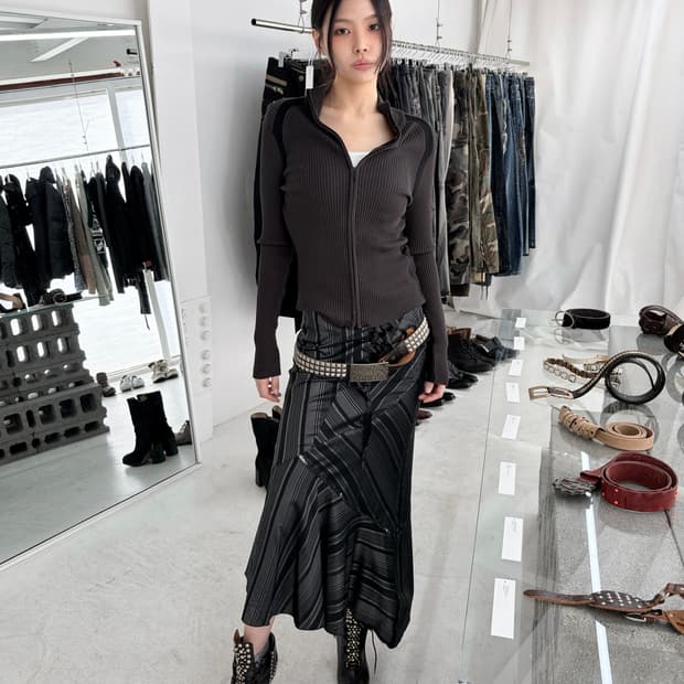 빈티지 머매이드 비대칭 스팽글 스커트