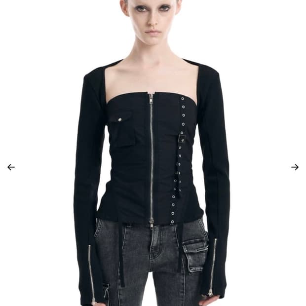 (새상품) 보헴서 바이커 지퍼 볼레로 블랙