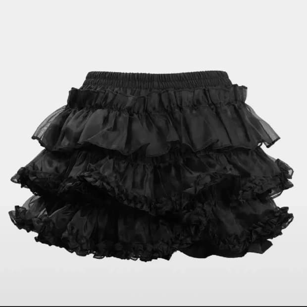 러프넥 튜튜 스커트 블랙