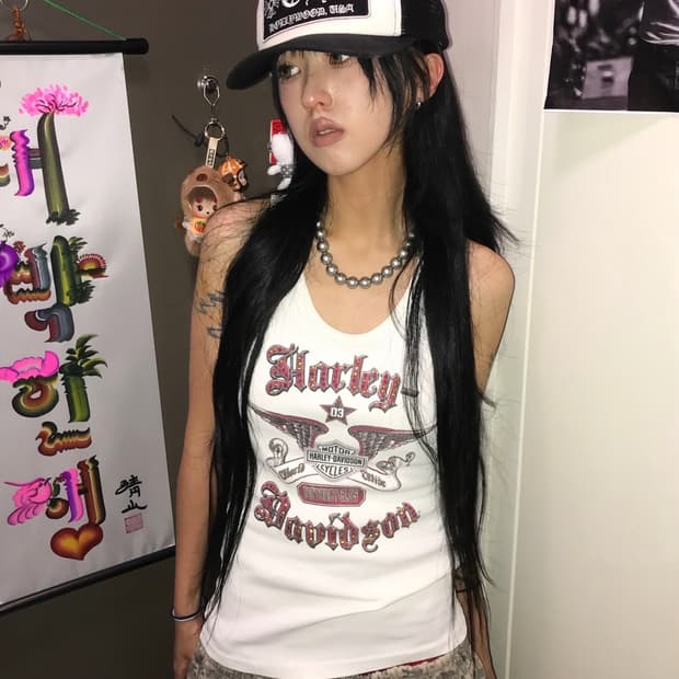 < Harley-Davidson Cubic Sleeveless Top >