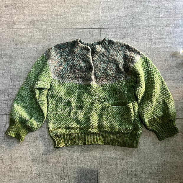 일본빈티지 하구미모리걸 할메카지 녹차대대장 니트스웨터 그린