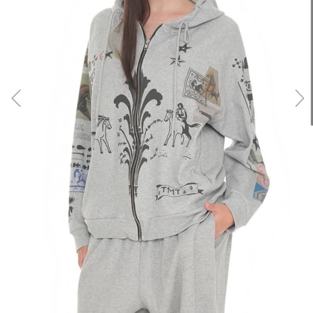 오늘만 급처) (택포) 투머치택스 프린트 와플 후드 집업