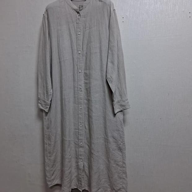 일본빈티지 MUJI 무지 내츄럴생지린넨 셔츠롱원피스 여성55까지적당 여유
