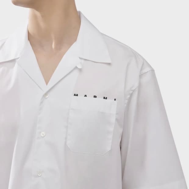 마르니 Hidden Logo Bowling Shirt White 52