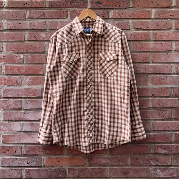 랭글러 Wrangler 브라운 체크 웨스턴 셔츠