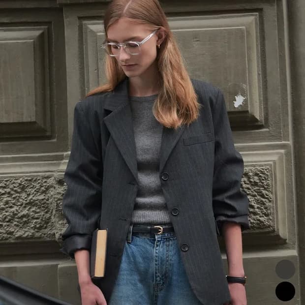 (오늘만 개급처) (택O) 틸아이다이 테일러 핀스트라이프 자켓 (차콜)