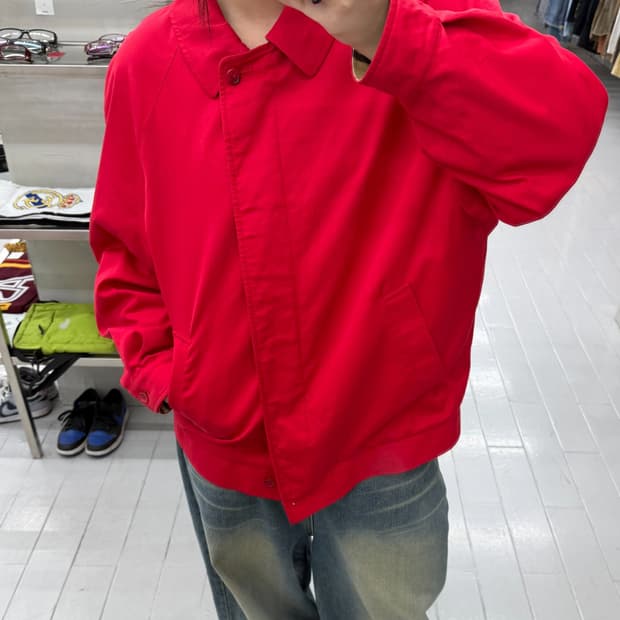 버버리 레드 노바 체크 블루종 자켓